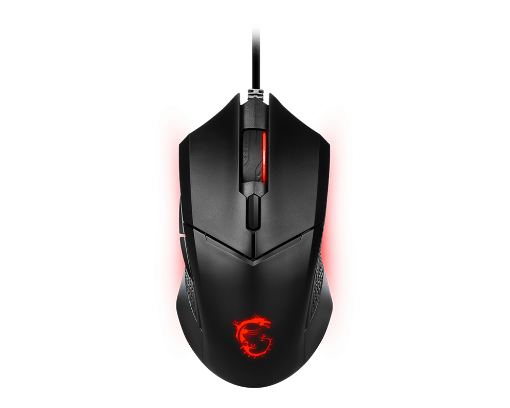 MSI Clutch GM08 Gaming Mouse, 4200 DPI, Optical Sensor, 3 Adjustable Weights, Red LED Lighting, Symmetrical Design, Black