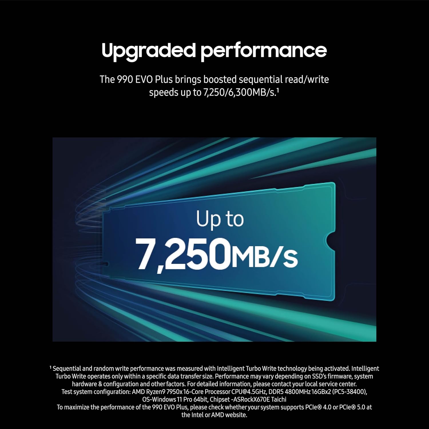 Samsung 990 EVO Plus SSD 1TB, PCIe Gen 4x4, Gen 5x2 M.2 2280, Speeds Up-to 7,150 MB/s